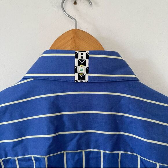 Robert Graham NWT "Aruba" Blue White Stripe Cotton Button Down Dress Shirt - Picture 4 of 16